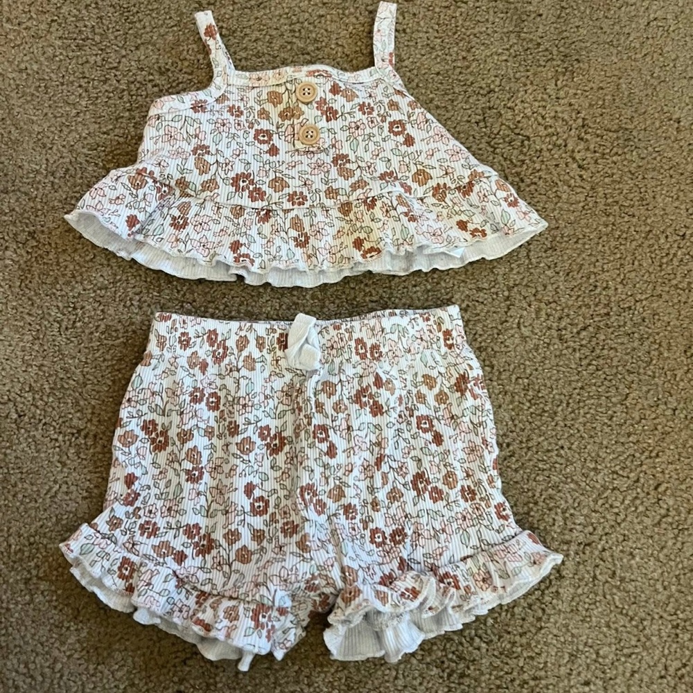 Floral Ruffle Top and Shorts Set